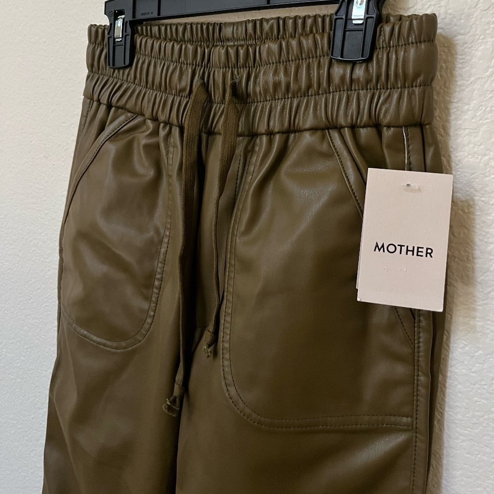 NWT MOTHER | Fall Winter Fir Green Rambler Lounger Ankle Faux Leather | Size XS - Picture 10 of 16